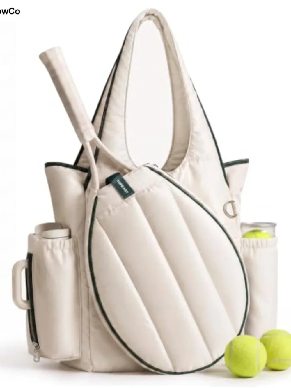 Quilted Tennis Backpack for Women, Racquet Bag with 40oz Bottle Holder